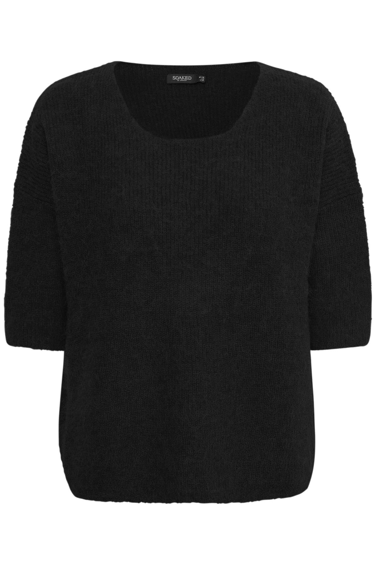 Soaked In Luxury Black Round-Neck Knitwear, Female, S, Jumper With ¾ Sleeves