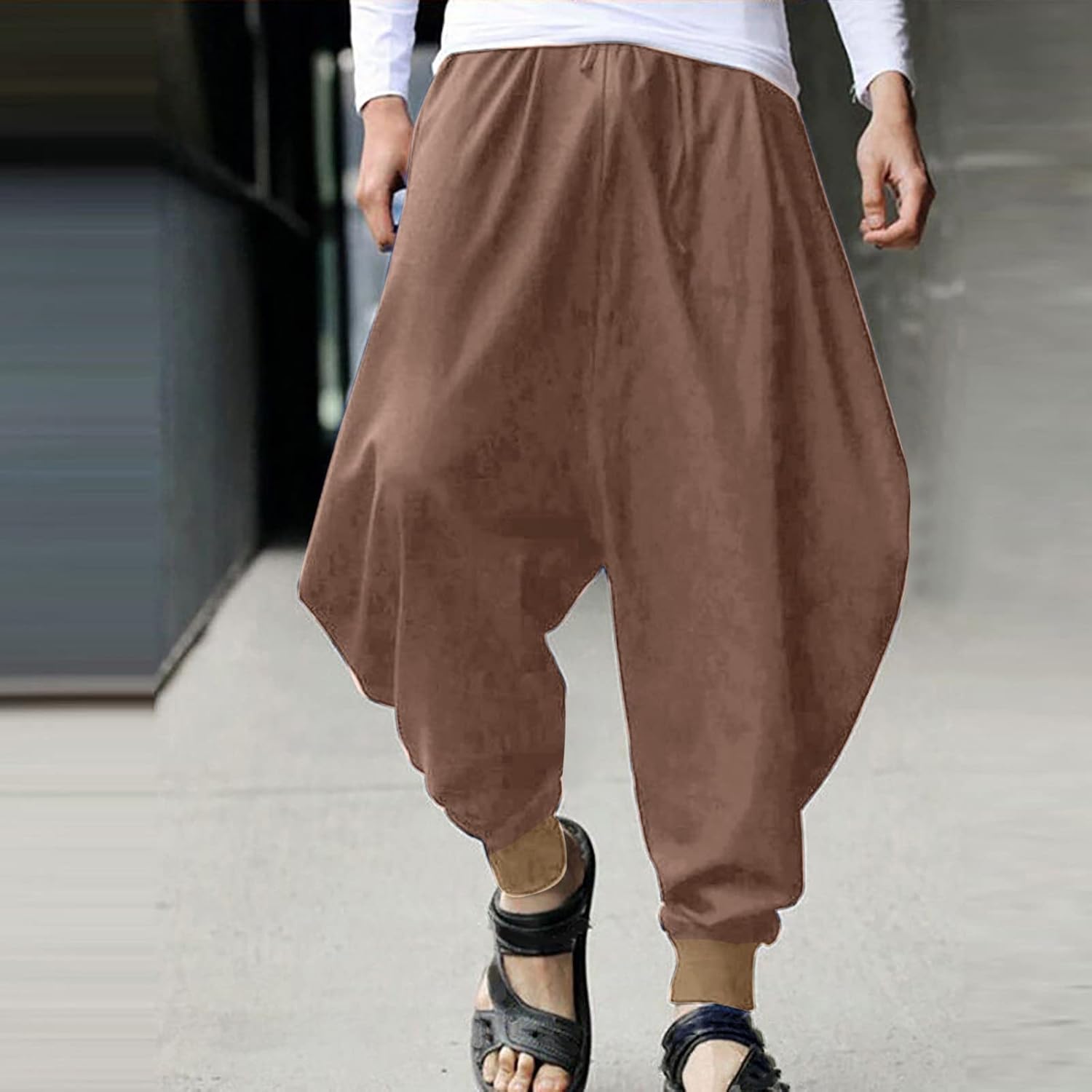 Oversized Men's Harem Pants Baggy Wide Leg Pants Beach Boho Yoga Pants Loose Stretchy Waist Casual Hippie Trousers 2024