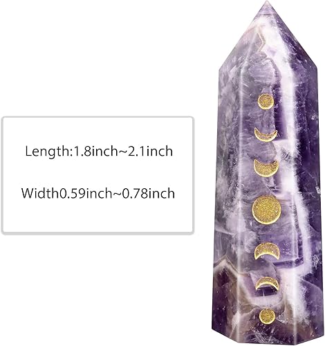 Vista 31 de Nupuyai Piedra de cristal curativo de lapislázuli para meditación de chakras, terapia de reiki, decoración de varita de cristal para oficina en casa