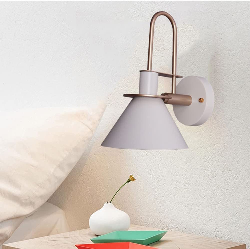 Eisen wandleuchte Wandmontage Leuchten Horn Wandleuchte Schlafzimmer Nacht Flur Wandleuchte Macaron Eisen Wandleuchter Innen Dekorative Wand Laterne E27 Nachttisch Leselampe(Weiß)