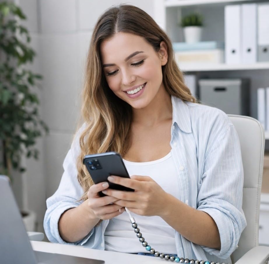 Image of Stylish [Apple MFi Certified] Beaded Phone Charger Cable Metallic Colors USB Cable 2 in1 USB-C Charging Cord for Smartphones 3.3ft (Charcoal)