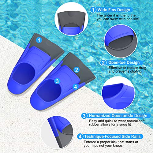Image of Gintenco Swim Fins, Kids Swim Training Fins for Lap Swimming, Travel Size Flippers with Mesh Bag, Silicone Swimming Fins for Kids Teens Adults Women Men