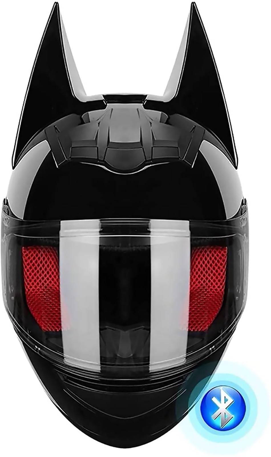 Casco de moto con orejas de gato, Bluetooth, modular, homologado por la ECE 22.06, con visera, antivaho, reducción de ruido, casco de carreras para hombre y mujer. 1,L=57-59CM