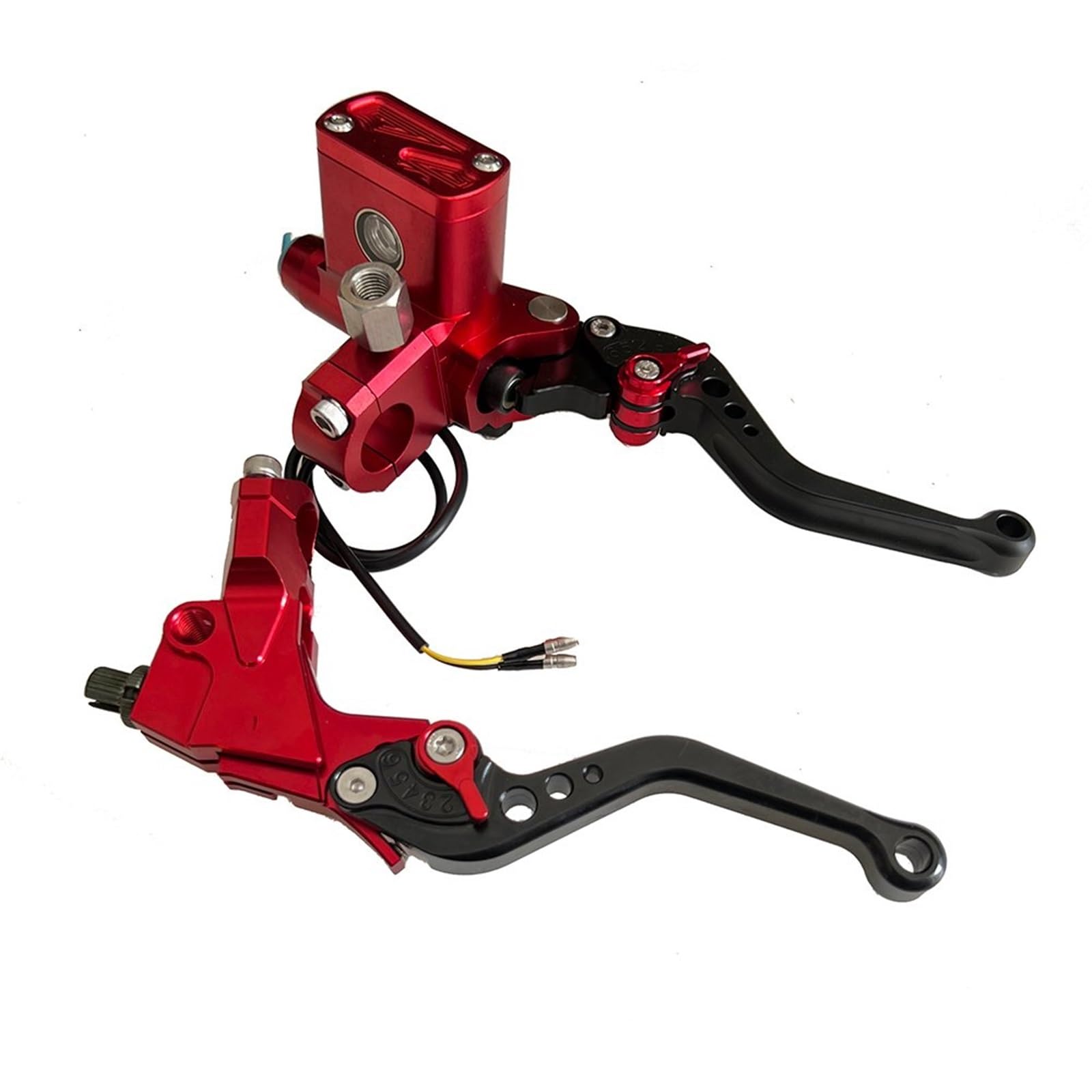 TINGYUS Motorbike Brake Lever CNC Hydraulic Brake Clutch Pump Master Cylinder Lever Cable Universal Motorcycle Motorbike Handle(Red Pair A)