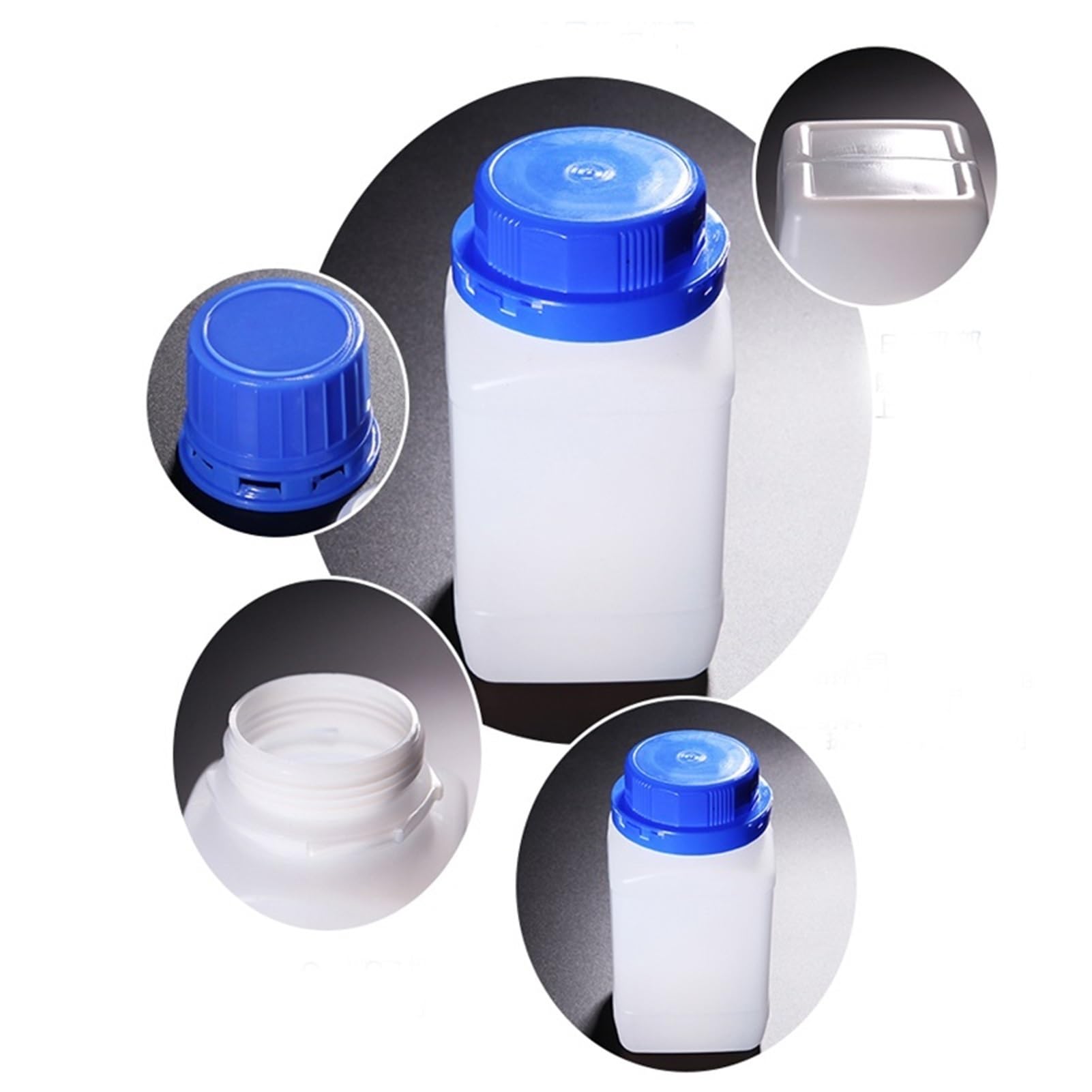 Flacon de réactif de Laboratoire, Flacon de réactif carré en Plastique à Bouchon Bleu Svample Vial(500mL 6 Pieces)