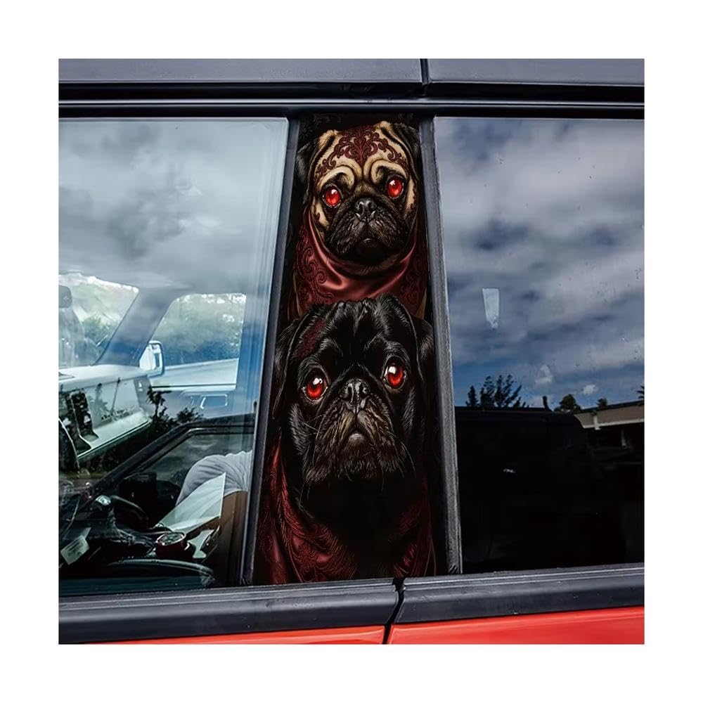 Bertdcx One Color Car Pillar Decals Waterproof Stickers Pugs Glossy Material Protective Film Auto Parts