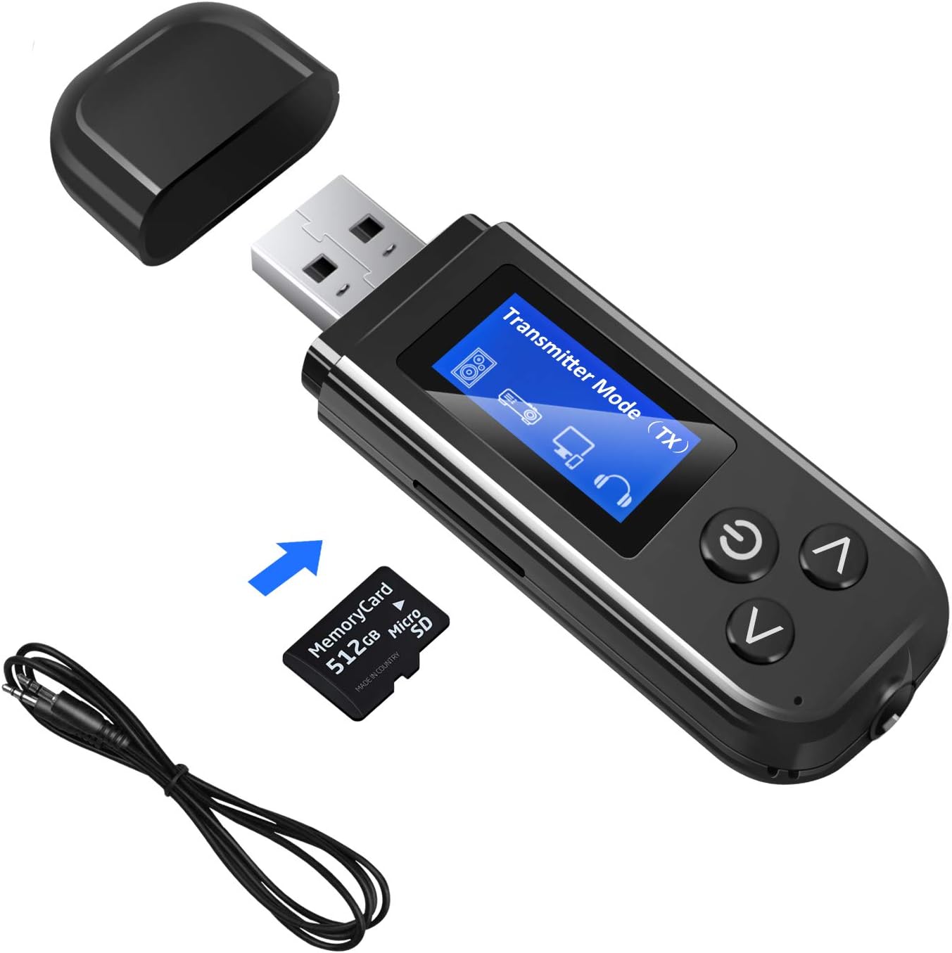 Carantee Bluetooth 5.0 Adapter for PC, Receiver Transmitter 2 in 1 Wireless Bluetooth Audio Adapter with LCD Display for Car TV PC Headphones Home Sound (K15-3)