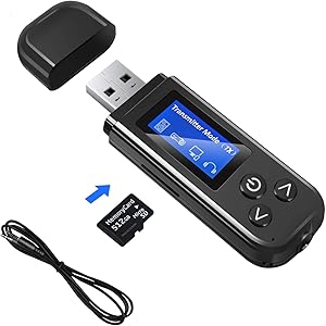 Carantee Bluetooth 5.0 Adapter for PC, Receiver Transmitter 2 in 1 Wireless Bluetooth Audio Adapter with LCD Display for Car TV PC Headphones Home Sound (K15-3)