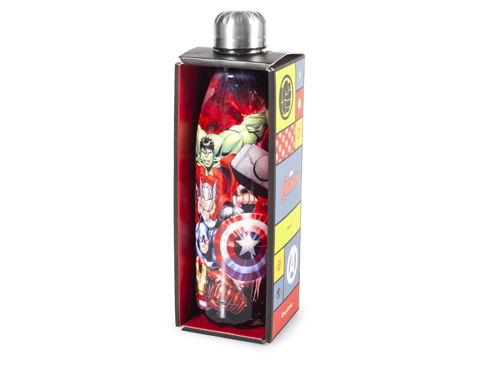 H&H Bottiglia Termica, Bambini e Adulti, Borraccia in Acciaio Inox, Decoro Avengers Redstorm - 0,5Lt, Isolamento Termico, Design Unico, Ideale per Sport e Tempo Libero, Idea regalo