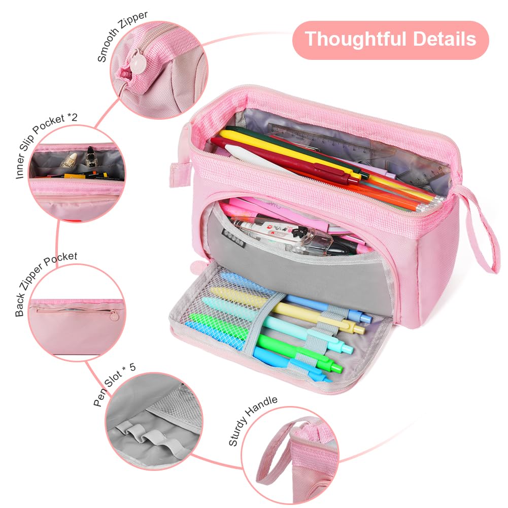 ANOMM Large Pencil Cases for Girls Boys Big Capacity Pencil Pouch with Handle - Image 2