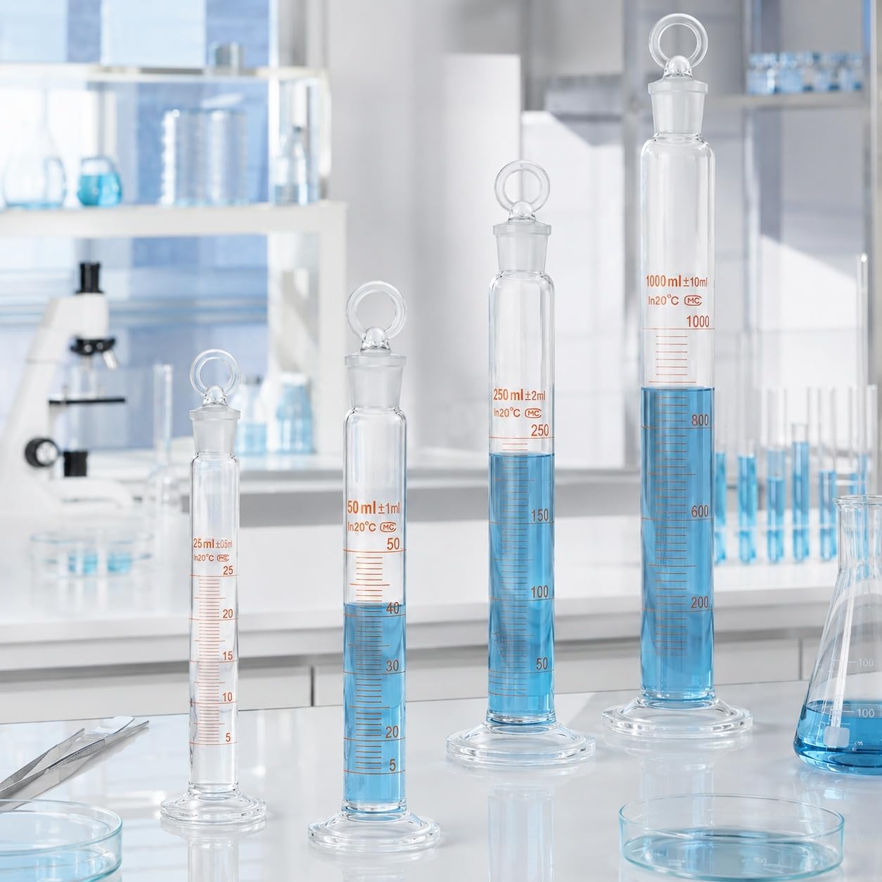 Skalowany Cylinder Mieszający Szkło Borokrzemowe z Korkiem Lab Rurka-1000mL