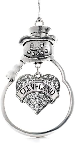 Miniatura 230 de Inspired Silver - Adorno Colombia Charm - Adorno de muñeco de nieve con forma de corazón de plata pavé con joyas de circonita cúbica