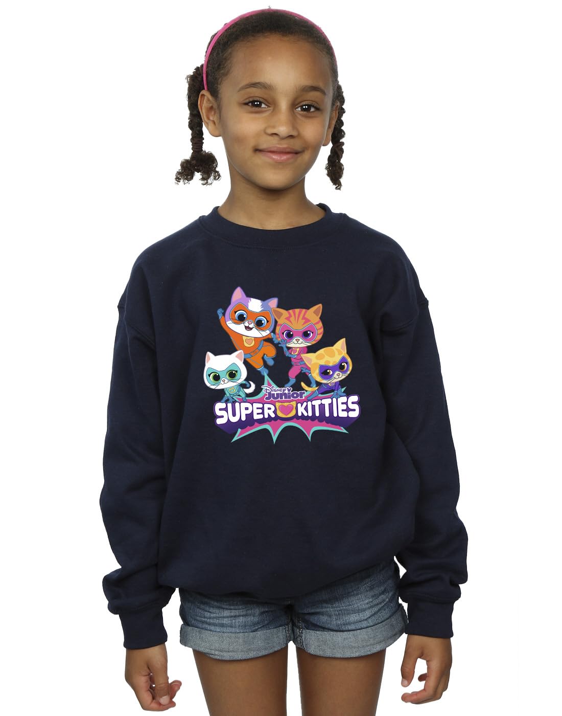 Absolute Cult Girls Navy Blue Disney Superkitties Group Sweatshirt 7-8 Years