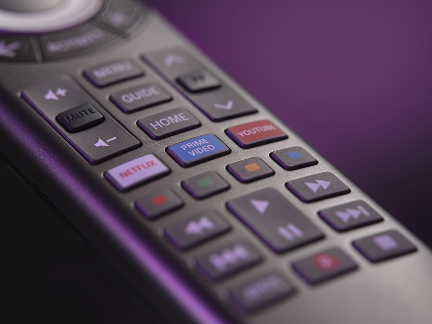 Close-up of streaming app buttons