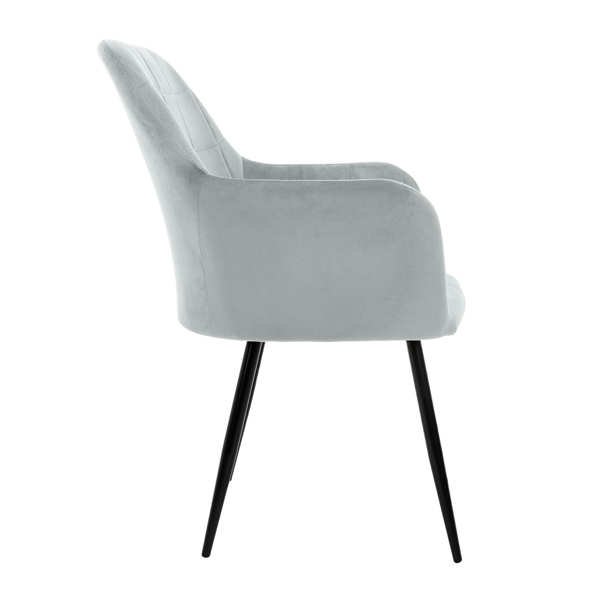 ECD Germany Lot de 6 Chaises de Salle à Manger Cuisine Salon Séjour - Gris - Assise Siège Rembourrée en Velours Structure en Métal Fauteuil Rétro avec Accoudoirs pour Bureau Réception Meuble Maison