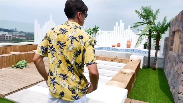 Janmid Men's Floral Hawaiian Shirt - Short Sleeve Button Down, Cotton Blend, Casual Beach & Vacation Wear - View #3