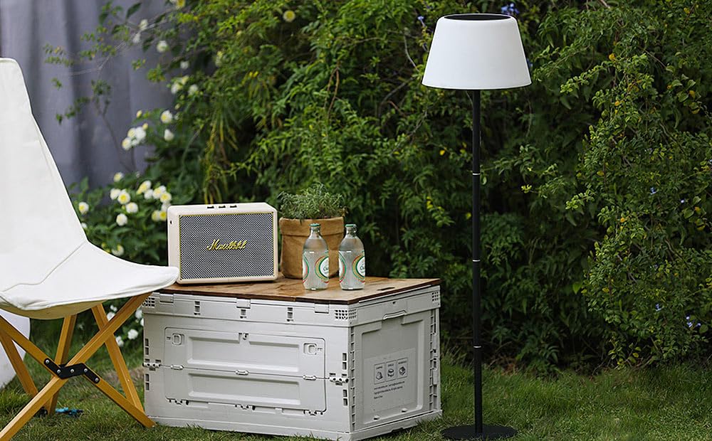 Lunartec LED Stehlampe: 2er-Set Solar-LED-Tisch- & Stehleuchte, Fernbedienung, CCT, 400 lm (Akku Stehlampen, Akku Wohnzimmerleuchte, Farbe)