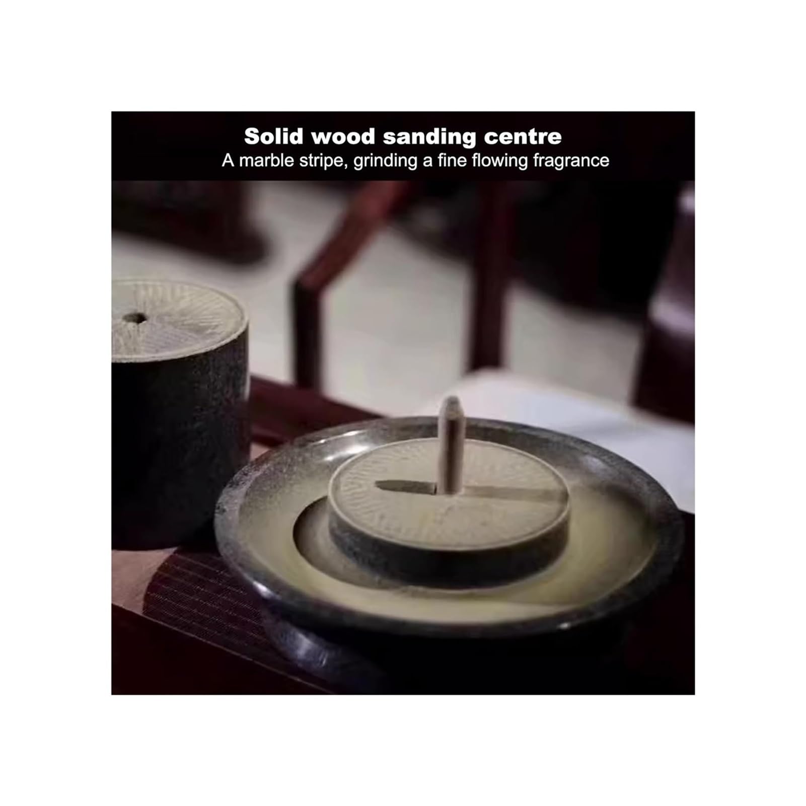 Matcha młynek do herbaty w proszku, młynek do kamienia do mielenia herbaty, ręcznie wykonany naturalny granit z drewnianą ramą i uchwytem z litego drewna