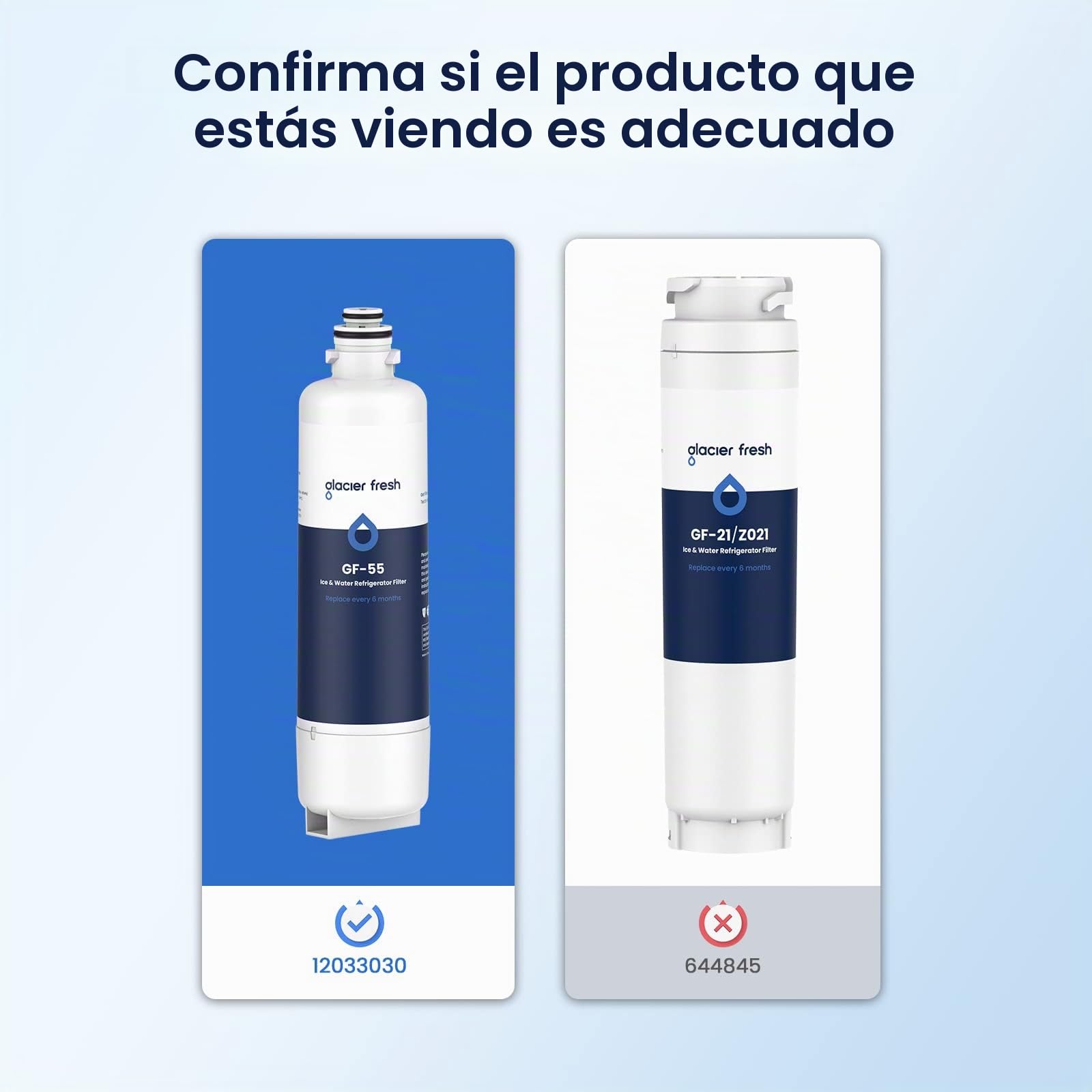 GLACIER FRESH 12033030 Repuesto para filtro de agua para refrigerador Bosch 11032518 Ultra Clarity Pro BORPLFTR50, compatible con 11025825, 12028325, 11032531, BORPLFTR50 (1)