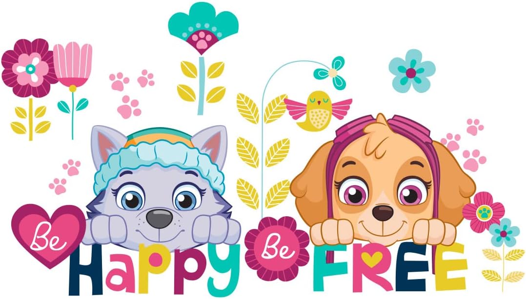 RMK3662SCS Paw Patrol Skye and Everest Be Happy Quote Peel and Stick Wall Decals