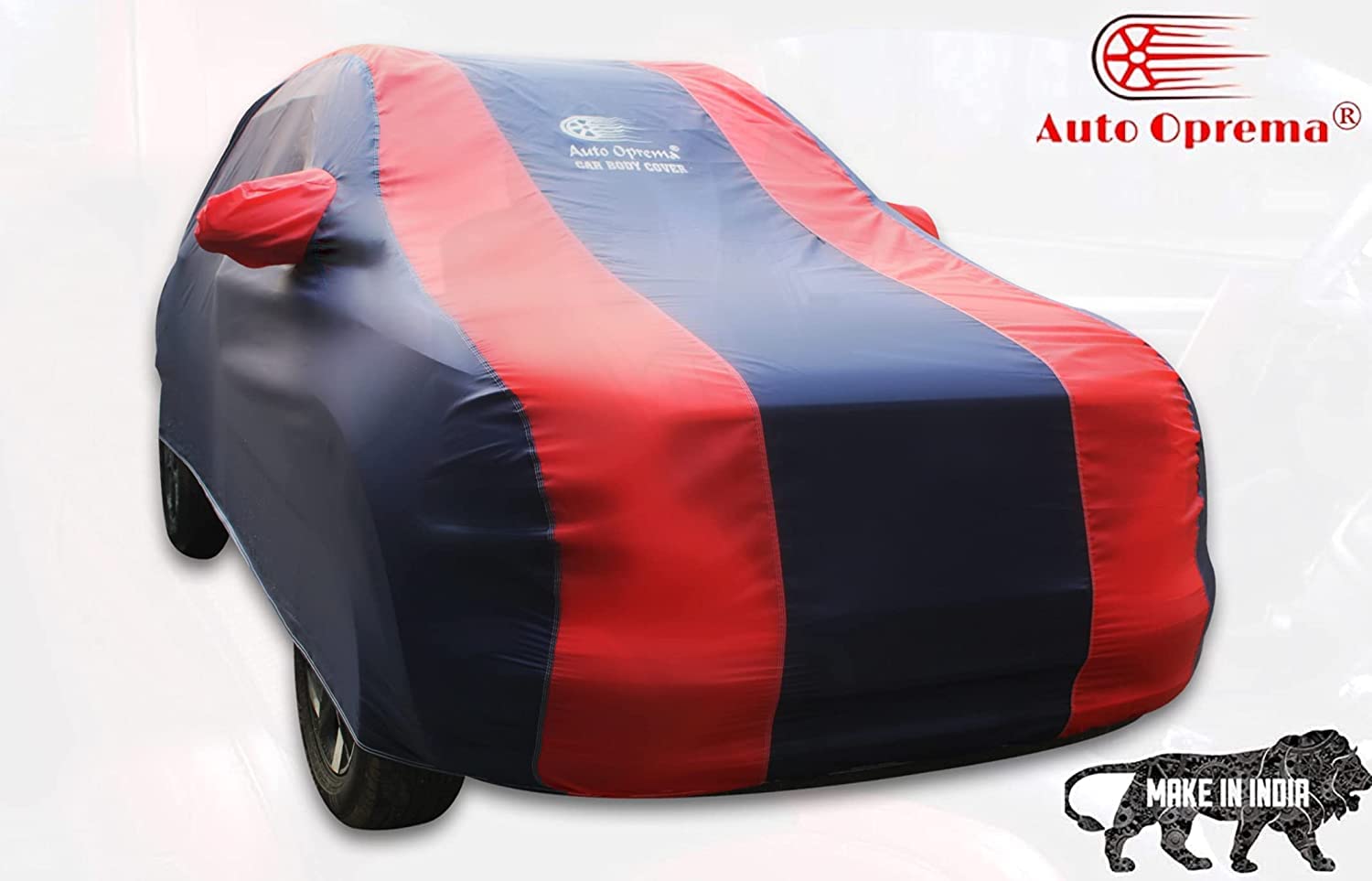 Auto Oprema Imported Fabric and Heat Resistant, Triple Stitched Car Body Cover Compatible with ID-tec (Navy Blue -Red Includes Mirror).