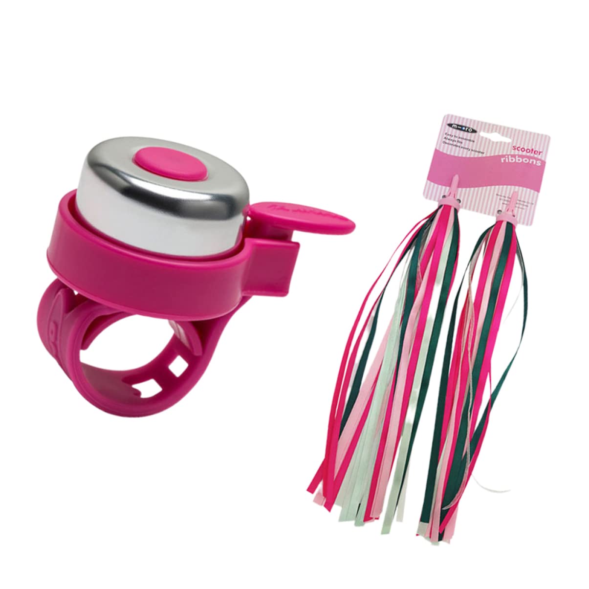SUPVOX 2Pcs Pink Bike Grips with Bell Set Scooter Ribbons Handlebar Weave Streamers Fun Bike Accessories for Boys Bicycles and Scooters