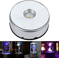 Vista 1 de 4" LED Rotating Display Base for Crystals Glass Art, Colorful Light Rotating Crystal Display Base Stand, Cup Display Stand Turner for Tumbler Cup