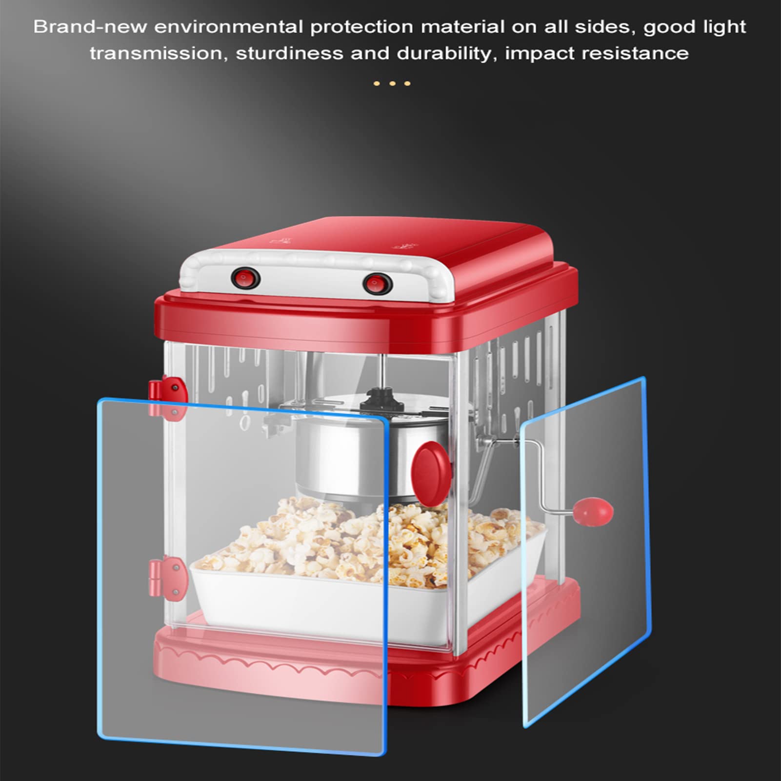 Macchina Per Popcorn, Macchina Per Popcorn Elettrica Retrò Carnival, Popcorn Home Theater Ad Aria Calda Da 1200 W, Misurino Senza Bisogno Di Olio E Coperchio Superiore Rimovibile Per Feste E Bambini