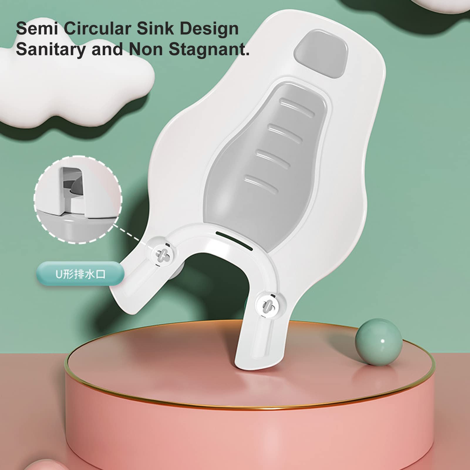 Mrisata Clean Rinse Baby Bather Clean Rinse Infant Bather Washing Newborn Lying Bather Washing Infant Lying Bather Cleaning Rinse Infant Bather Clean Rinse Baby Bather Folding (Grey)