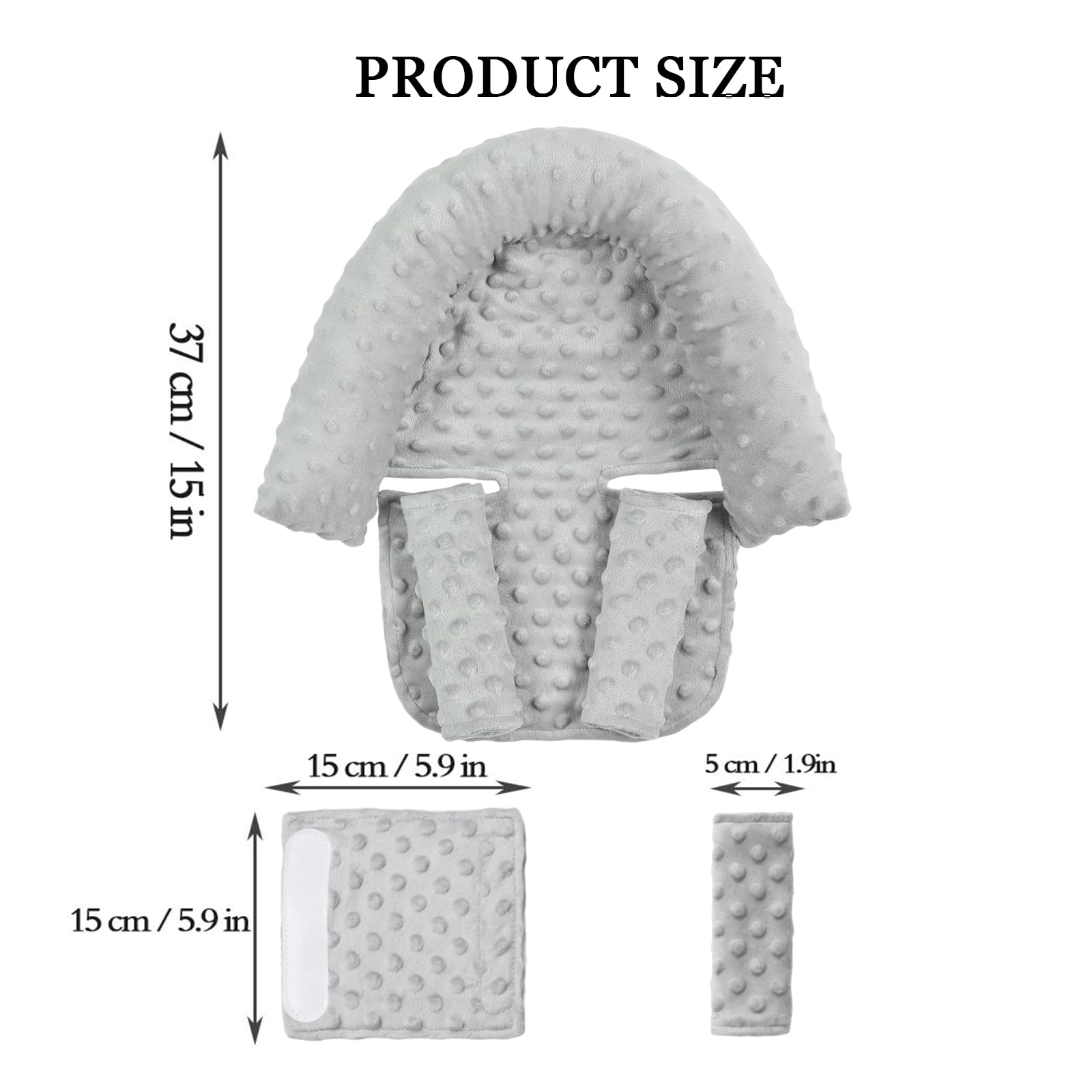 Fundas para reposacabezas y correa de asiento de bebé, soporte para la cabeza y funda para el cuello del asiento de coche, almohada de apoyo para la cabeza del bebé, almohadilla de cojín para