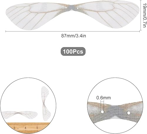 Miniatura 2 de SUNNYCLUE 1 caja de 100 piezas de alas de mariposa colgantes de alas de tela decoración de alas de libélula para mujeres, aretes de bricolaje,