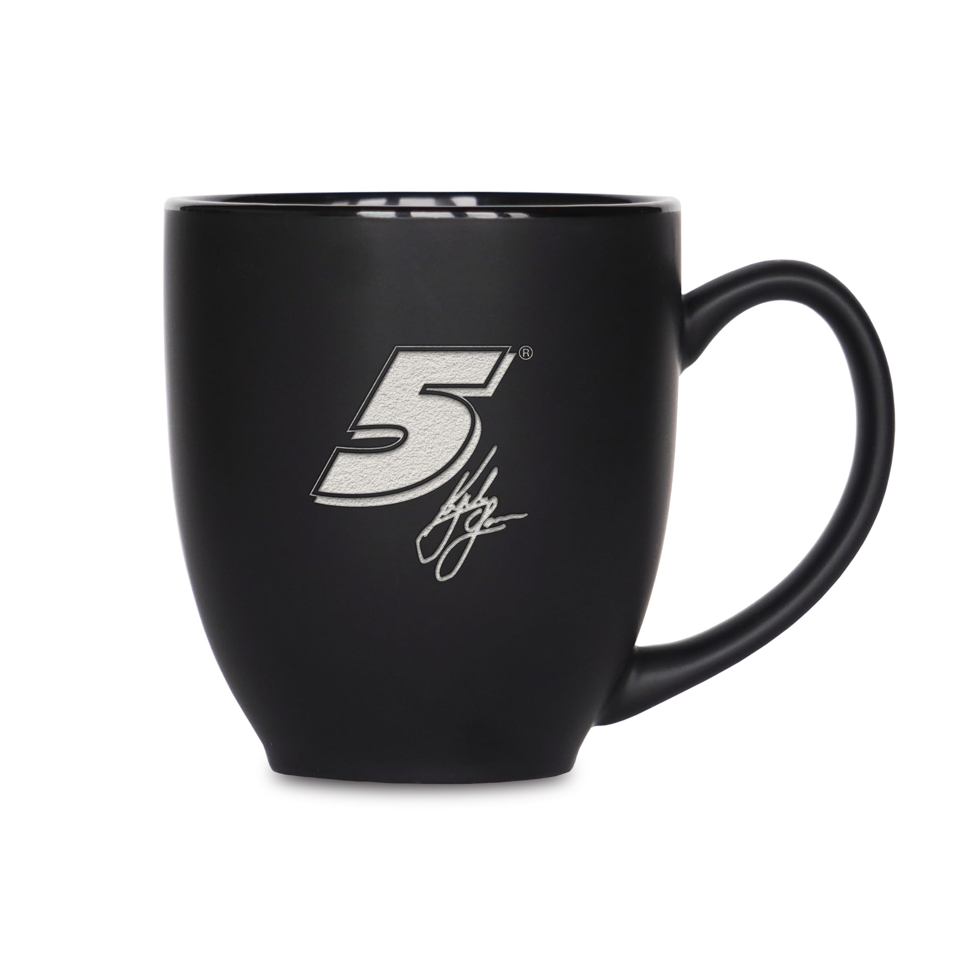 Rico Industries NASCAR Racing Kyle Larson - Taza de cerámica negra mate grabada con láser, para bebidas frías o calientes