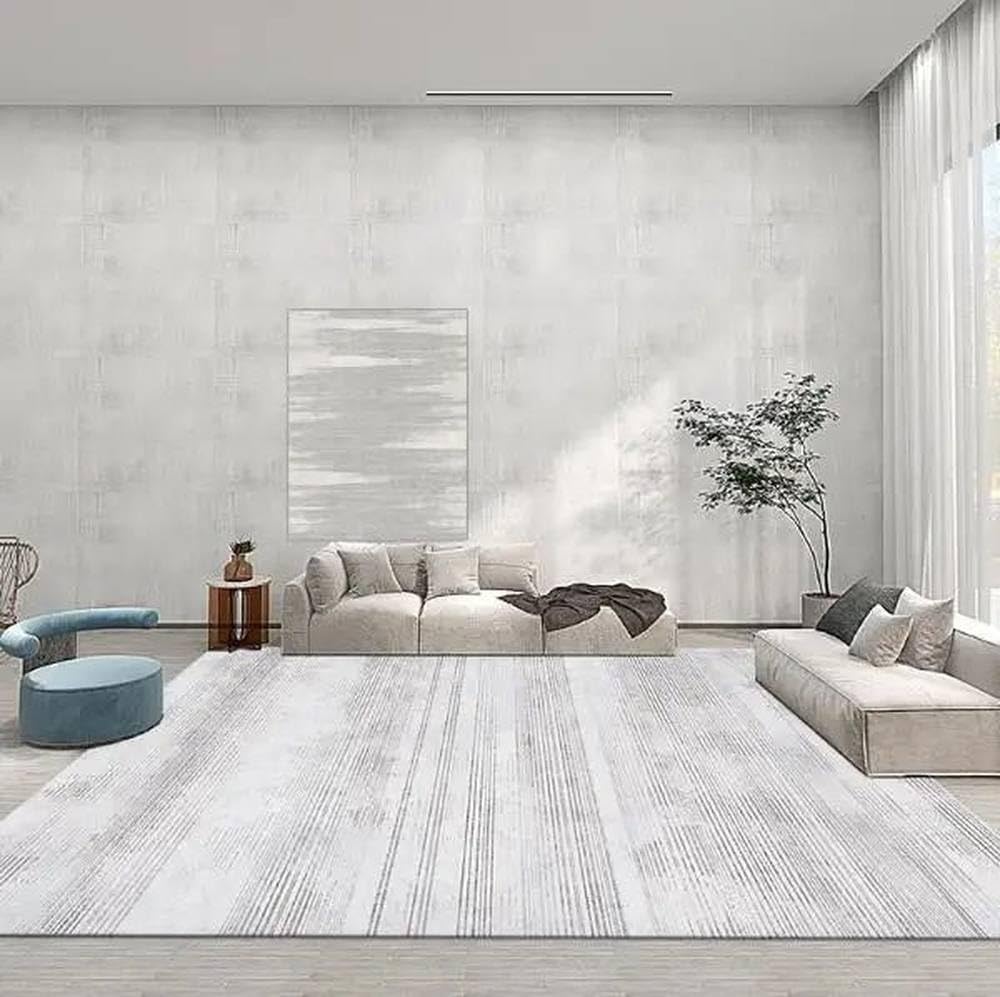 Tapis de salon doux gris moderne grand format tapis de sol de chambre nordique sur mesure