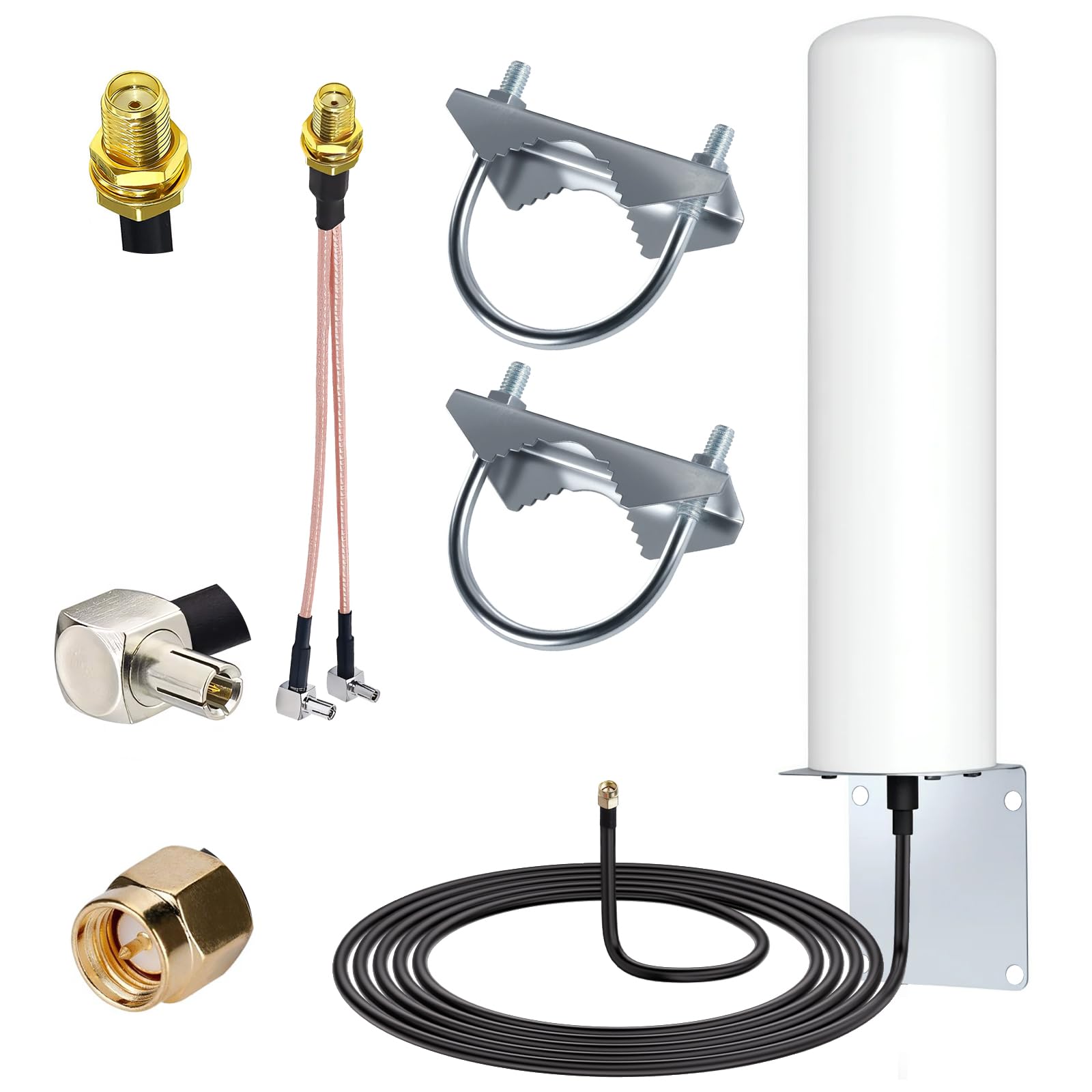 10-12dBi Antenna 4G LTE Antenna Esterna a Lungo Raggio con Spina SMA/Adattatore Doppio Connettore TS9Antenna Compatibile con HuaweiZTE 4G LTE Hotspot Router ModemNetgearNighthawk M1 MR1100