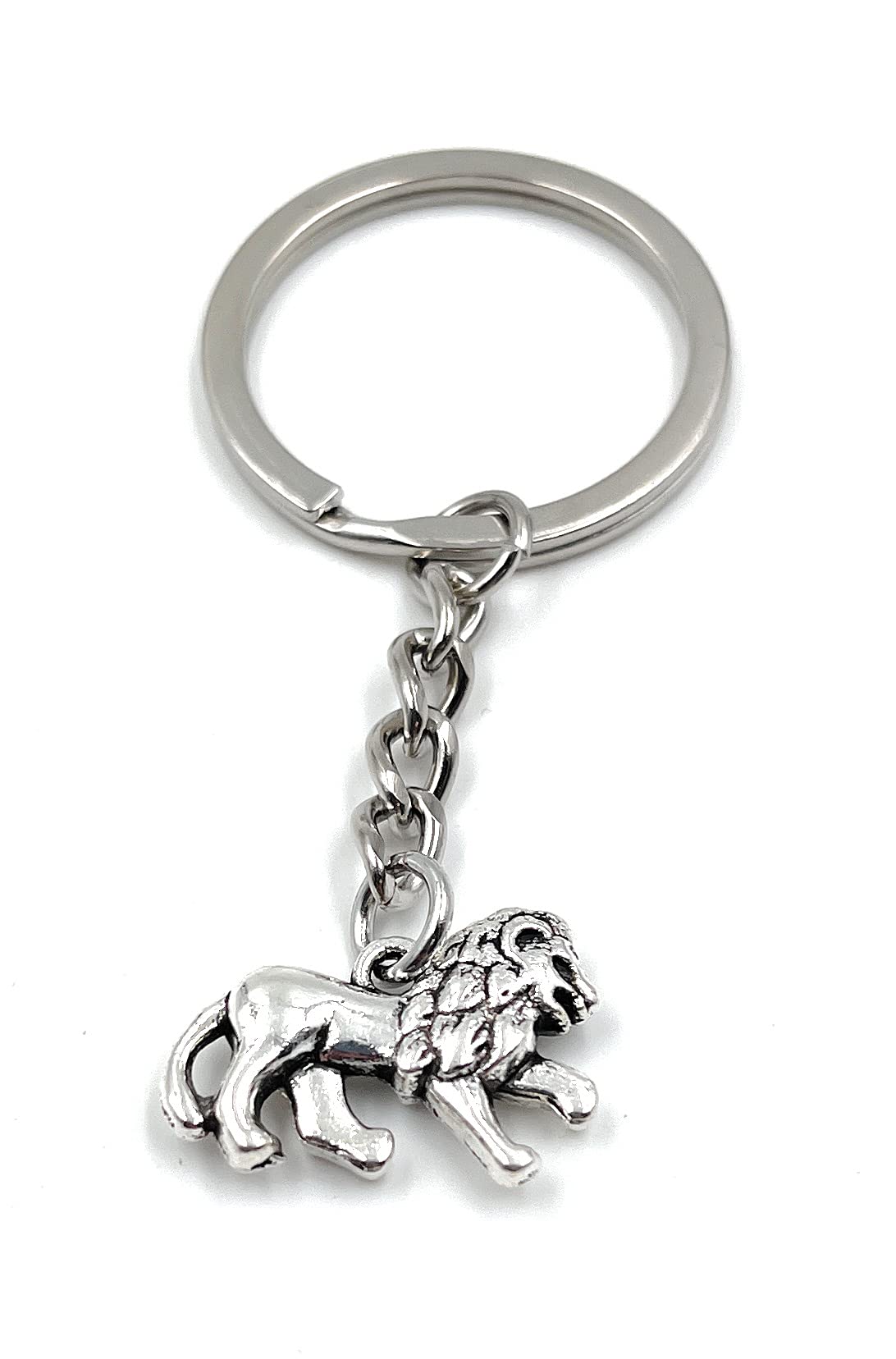 H-Customs Tiger lion big cat silver keychain keyring pendant