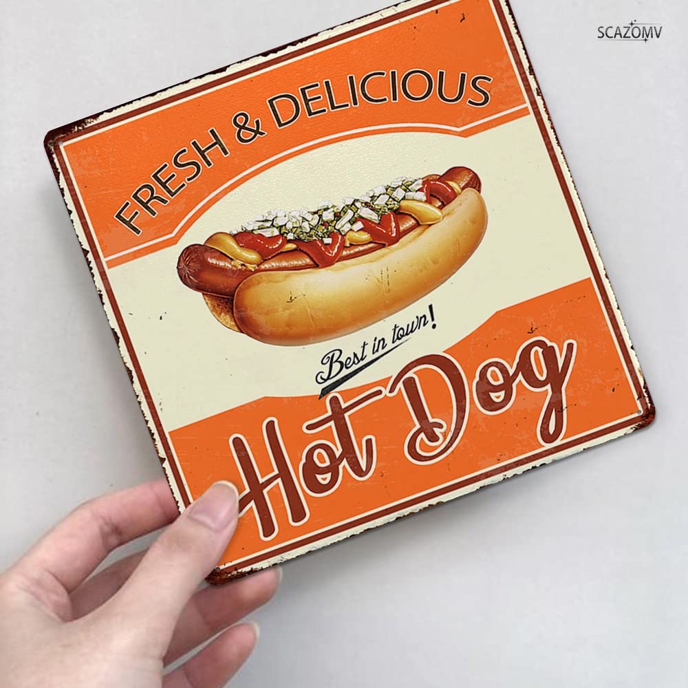 Amazon.com: SCAZOMV Hot Dog Tin Signs Funny Food Poster Vintage