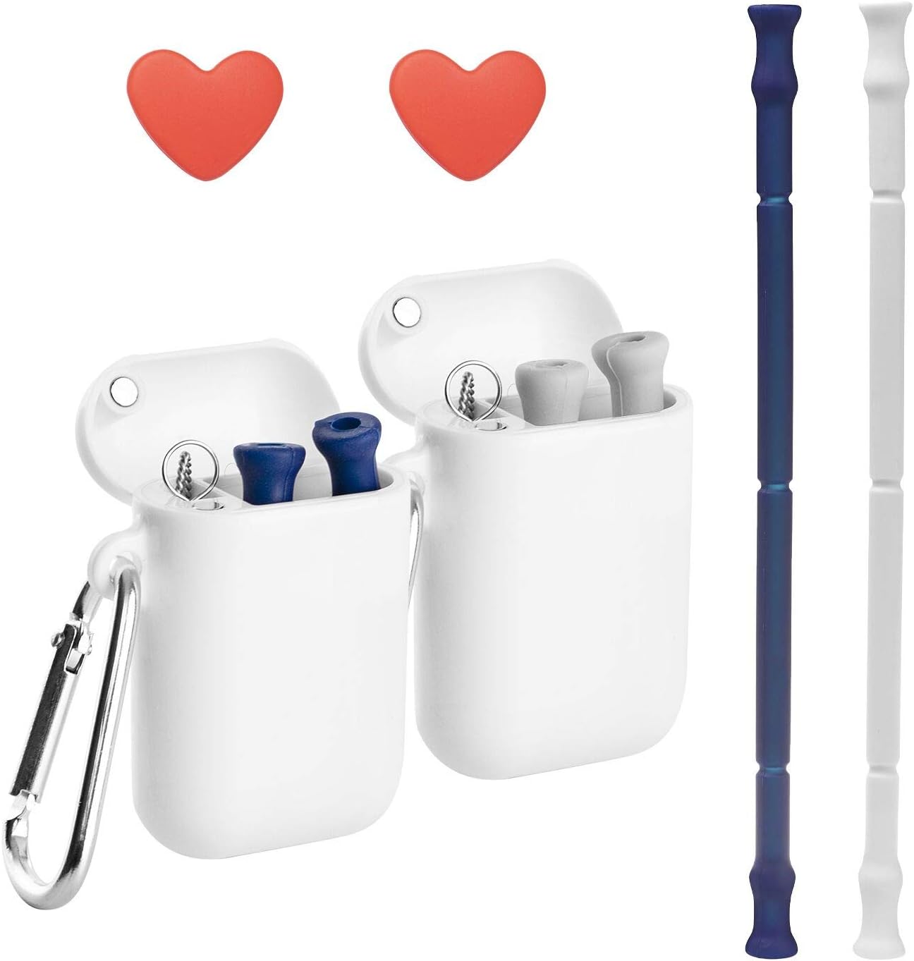 TAKEBEST Reusable Silicone Straws, High Quality Collapsible Silicone Straws with Case and Cleaning Brushes Apply to Home, Office, Travel and Party