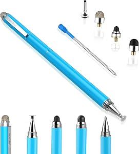 Stylus Pen for iPad - Penyeah [4-in-1] High Sensitivity and Precision Touch Screen Stylus Disc Tip,Black Rubber Tip & Mesh Fiber Tip Universal for All Capacitive Touch Screen Device - Light Blue