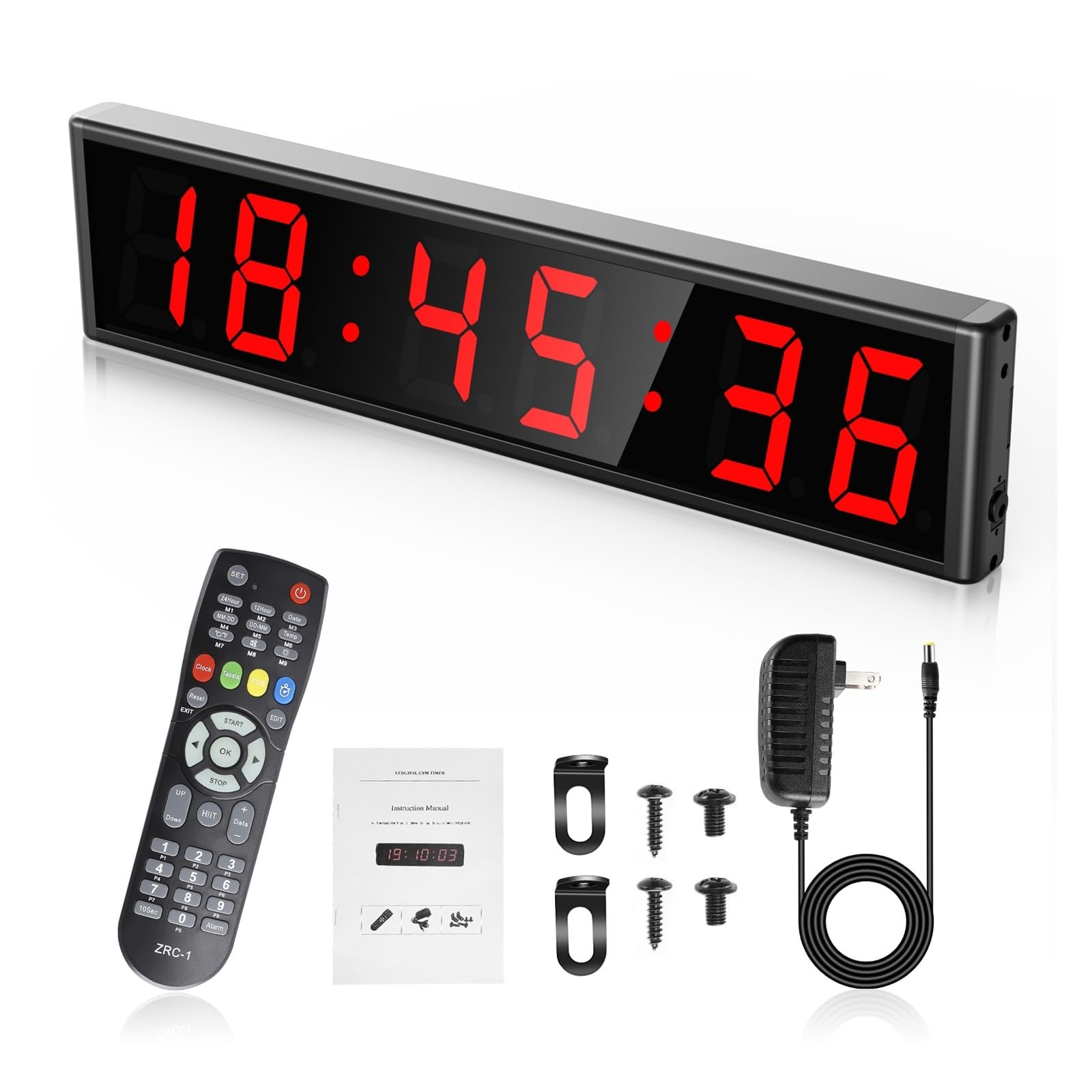 Countdown Timer, 3 pollici LED palestra timer intervallo timer conto alla rovescia orologio da parete timer fitness cronometro palestra domestica fitness ora minuto secondo tempo reale