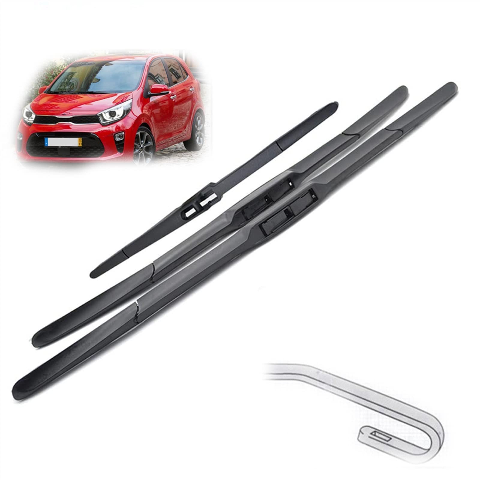 Juego De Escobillas Limpiaparabrisas Delanteras Y Traseras Para KIA Para Picanto MK3 2018-2021, Cepillos Para Ventana De Parabrisas, 24 "+ 14" + 11" Parabrisas