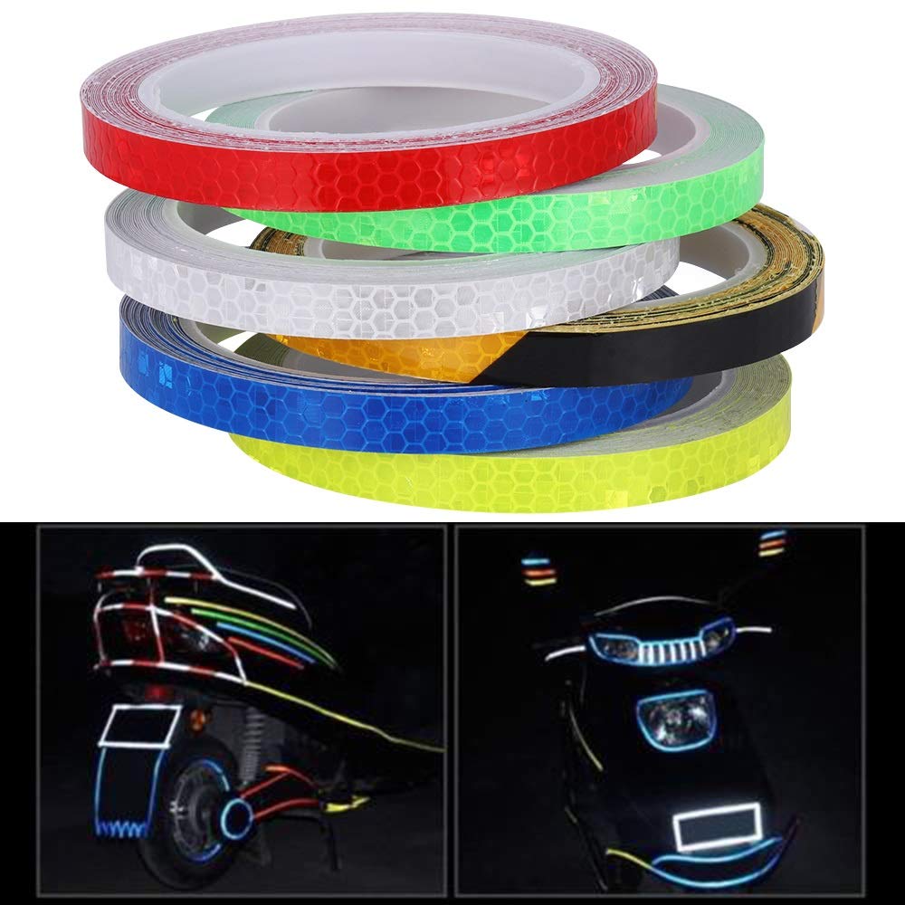 8 m wiel reflecterende sticker velg lichtgevende band fiets reflector fluorescerend voor fiets auto motorfiets reflecterende decal stick (Color : Black gold