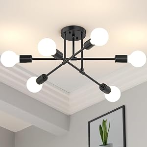 Lustre Pendente Moderno para 6 Lâmpadas E27 – Hastes Longas de Ferro – Design Minimalista para Sala de Estar, 