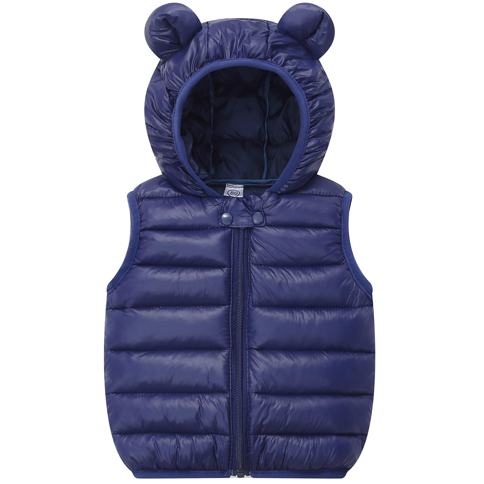 AIWUHE Baby Boys Girls Hooded Puffer Vest Winter Lightweight Sleeveless Bear Ears Zipper Up Jacket Down Vest Coat Vests Kids