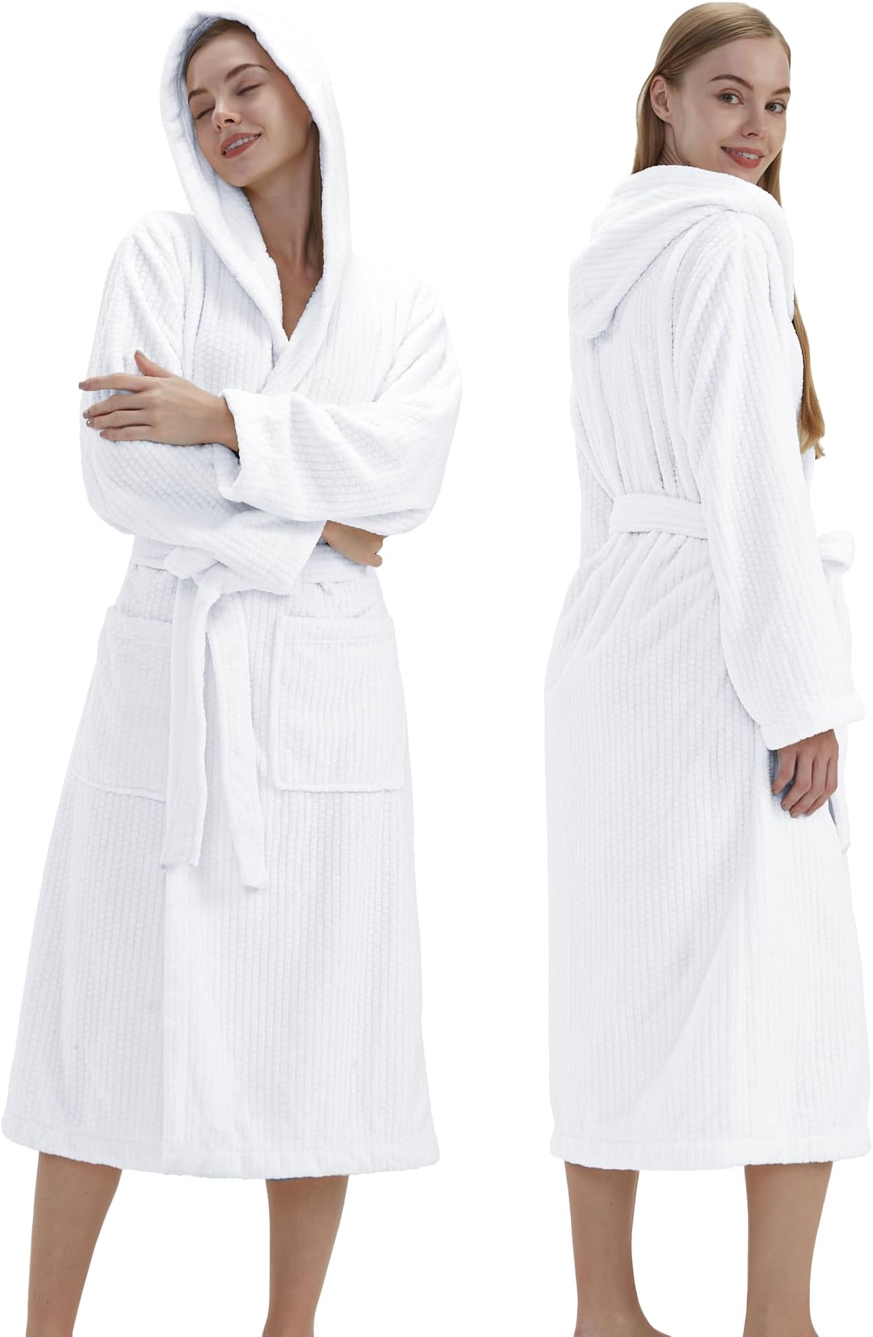 PJGGZ Hooded Bathrobes for Women, Soft Long Towel Robes for Women - Quick Dry yet Warm