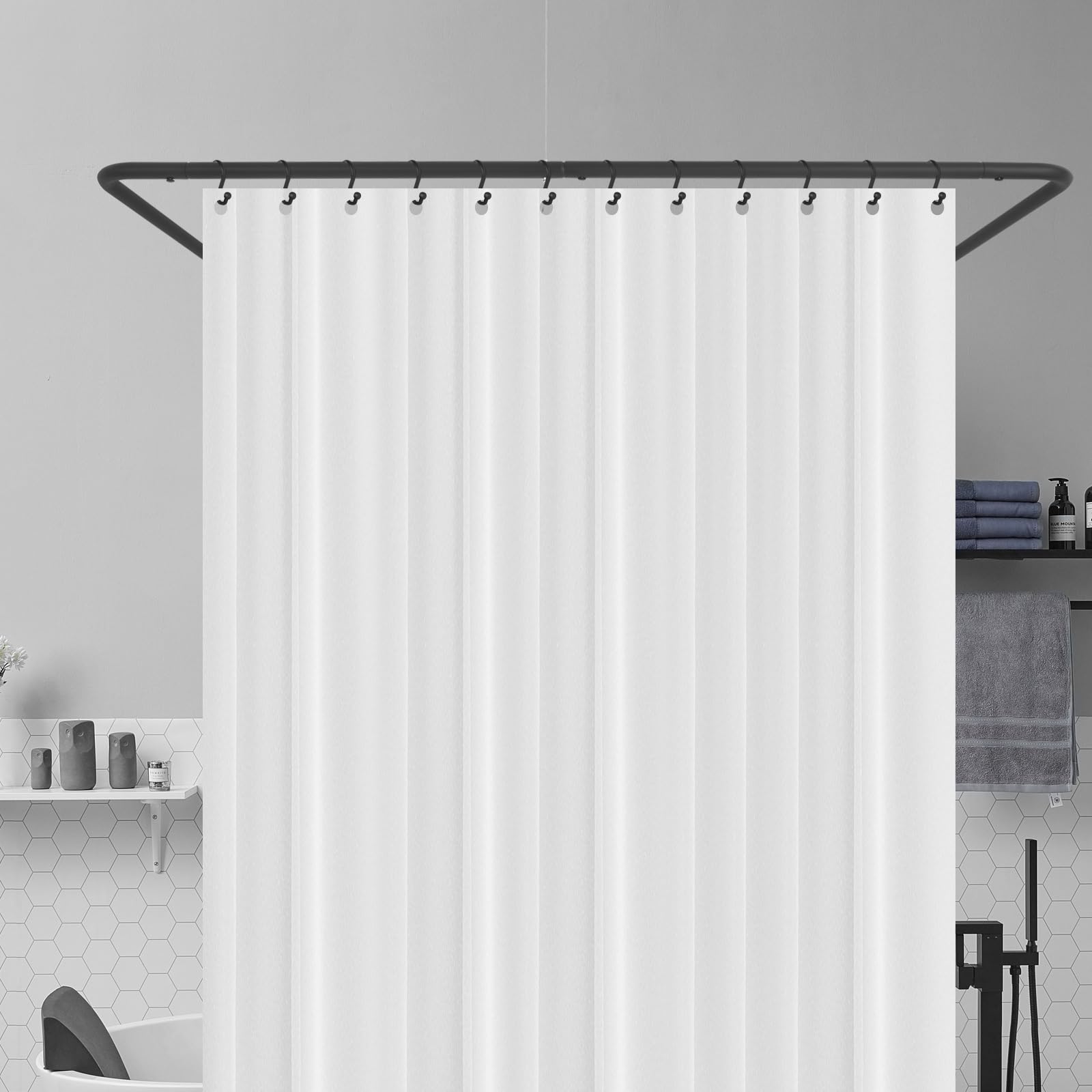 Soporte para barra de cortina de ducha en forma de U, de acero inoxidable, 150-190 cm, longitud ajustable, montaje en pared, barra de ducha telescópica, barra de ducha extensible para baño, armario