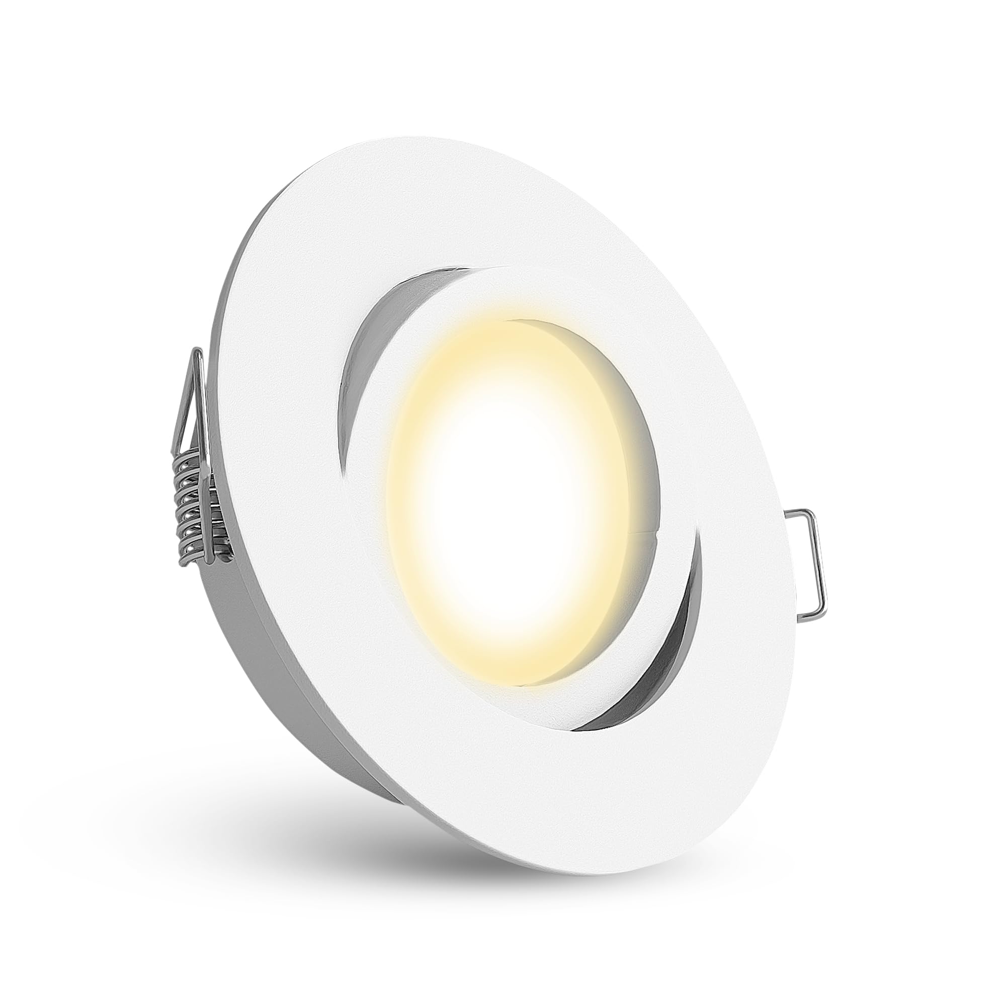 linovum 10er Set LED Decken Einbauleuchte schwenkbar rund in weiß - inkl. LED GU10 2W warmweiss - Deckenspot Einbaustrahler 10 Stück