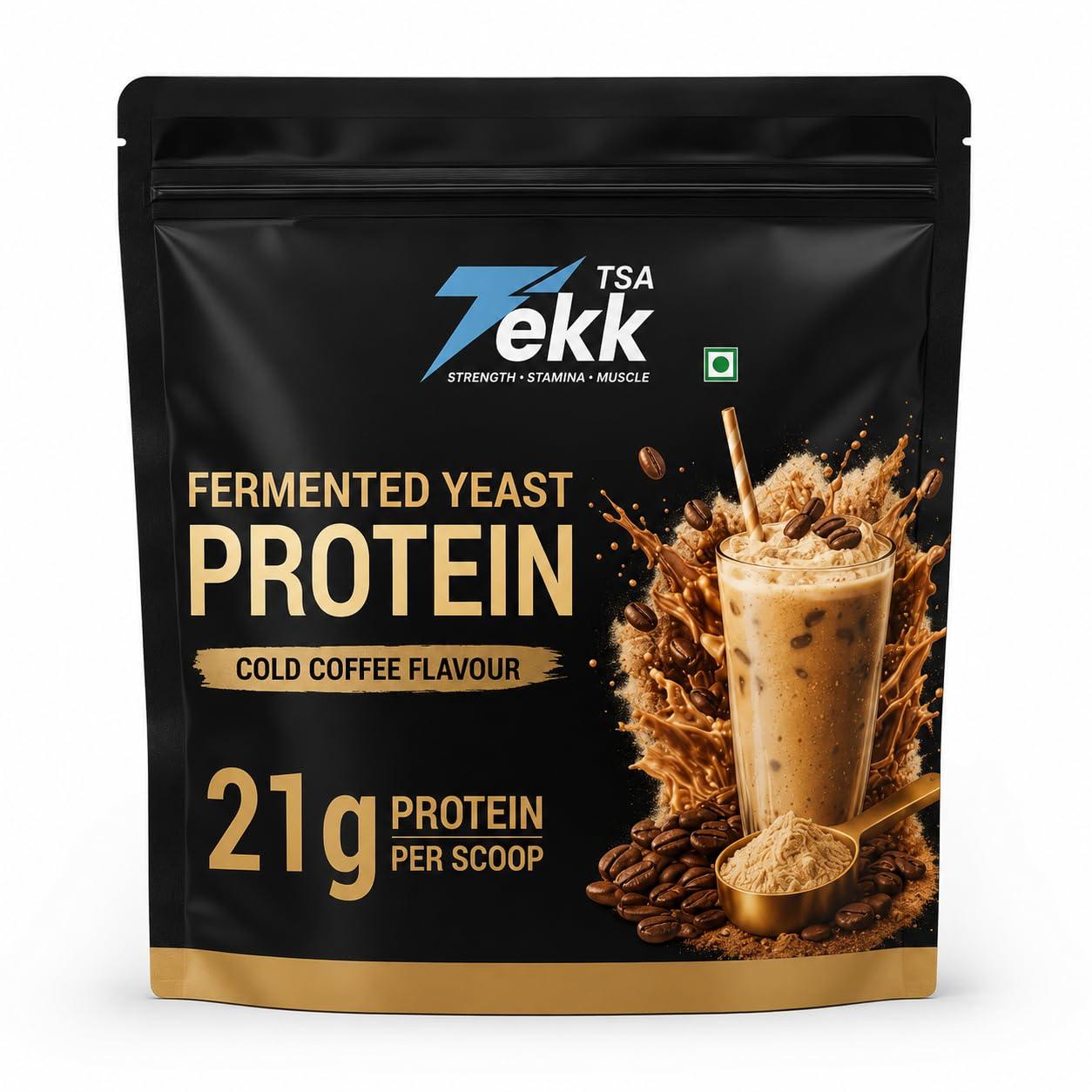 TSA Tekk Fermented Yeast Protein Powder, Cold Coffee Flavour, 21g Protein Per Scoop, Vegan Plant Protein Supplement with Complete Amino Acid Profile, 1kg-image-38