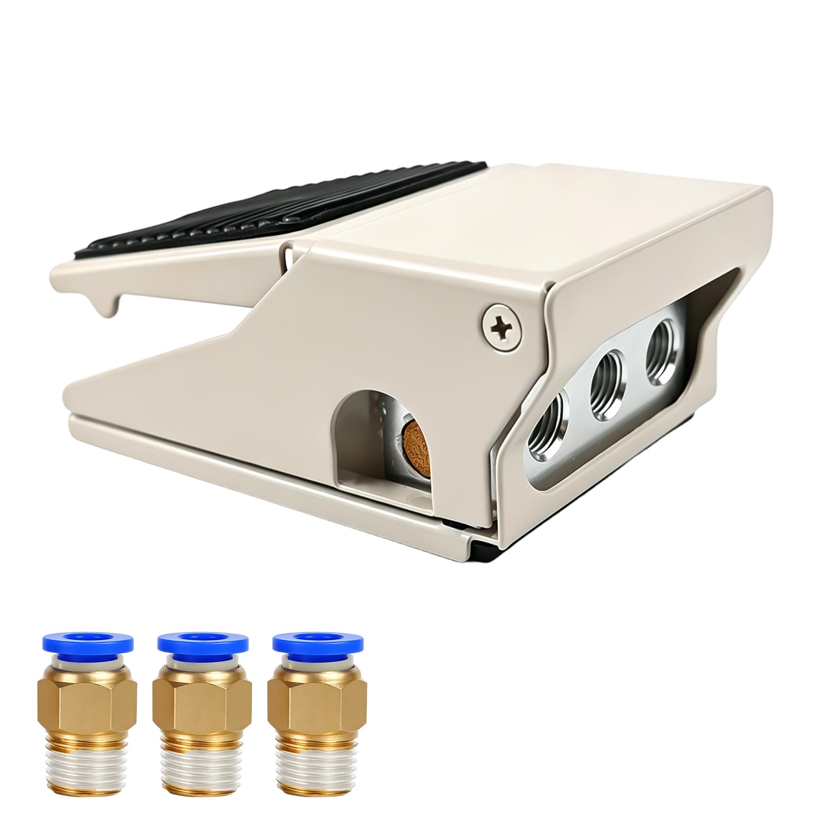 Válvula de pedal neumático 4/2 vías con interruptor antideslizante y conexión de 10mm