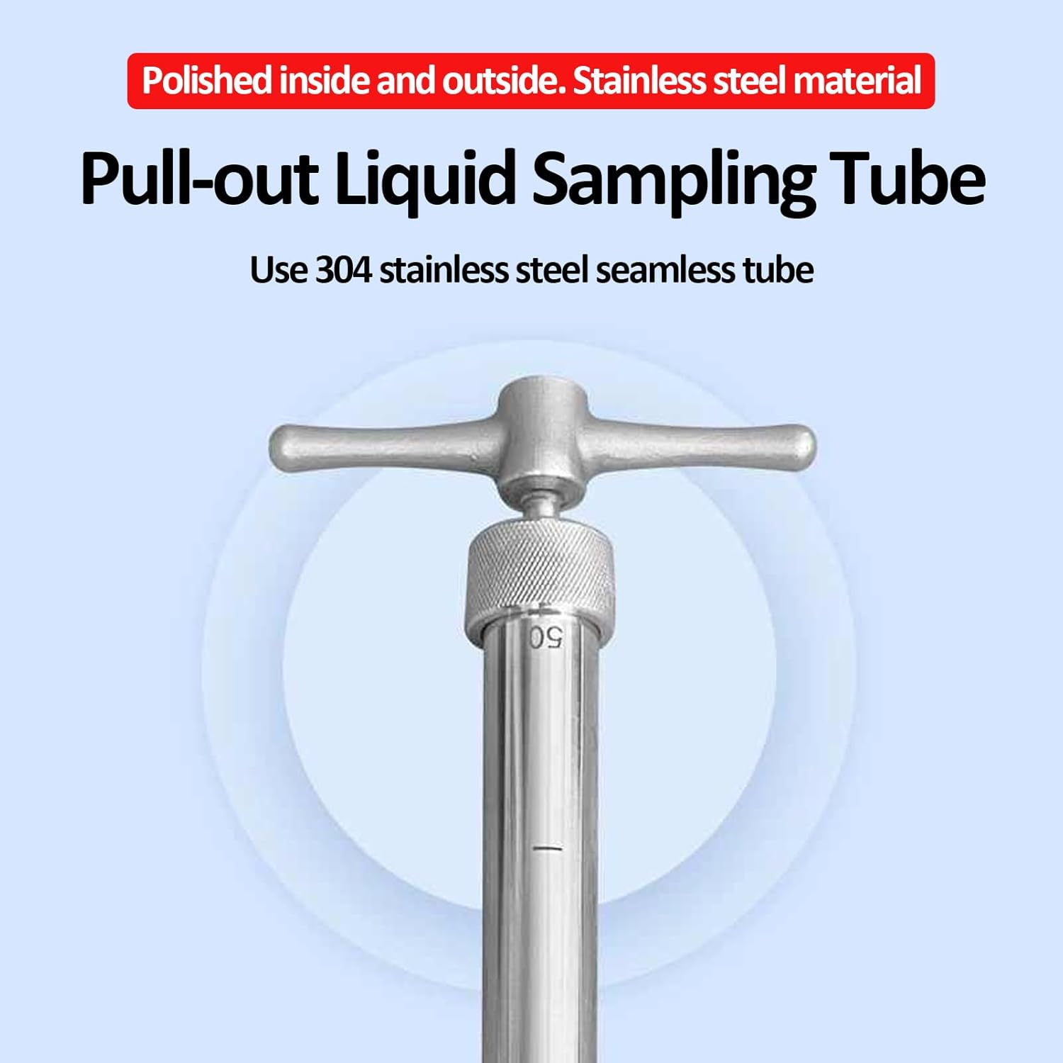 Liquid Water Thief Sampler,Pull Out Liquid Sampler,304 Stainless Steel Liquid Sampling,for Laboratory, Scientific Research Institutions and Industr(Size:1m(3.2ft),Color:Stainless steel (with scale))