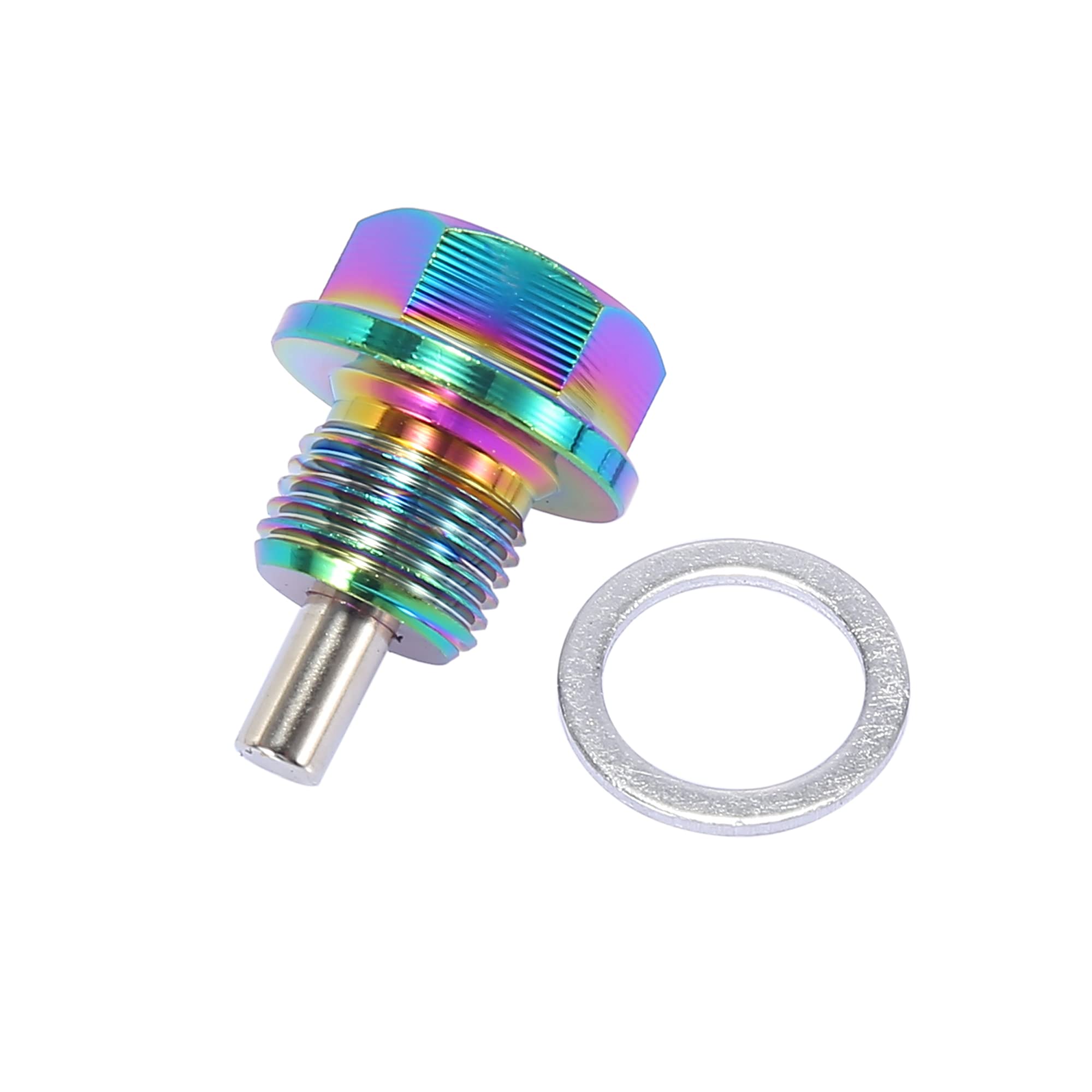 Magnetische olieafvoerschroef, M14 x 1,5, roestvrij staal, magnetische motorolie, afvoerschroef met koperen sluitringen, sterke magneet voor auto's, motorfietsen, boten, universeel, geschikt voor de